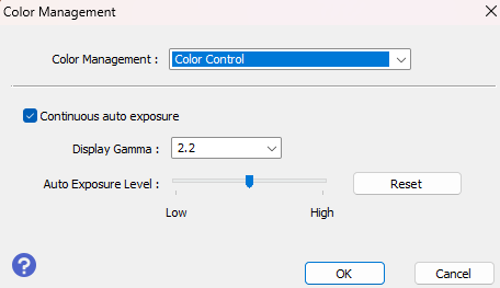 Color management panel